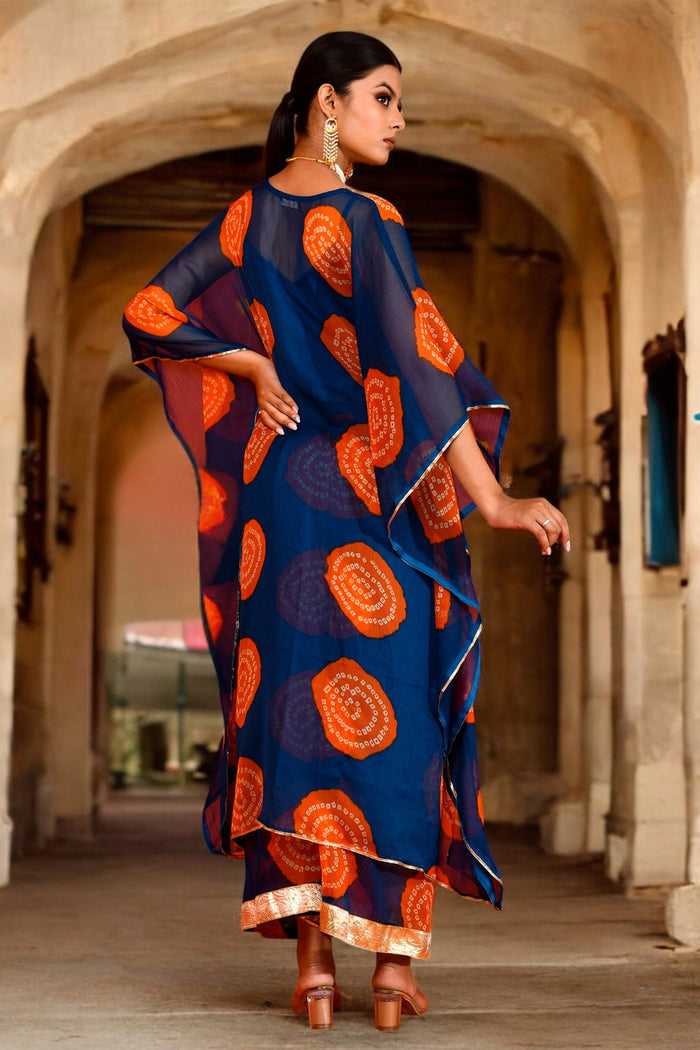 Navy Blue Chiffon Kaftans Set