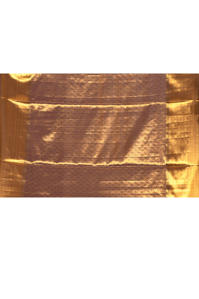 Navy Blue Floral Kanjivaram Tissue Saree