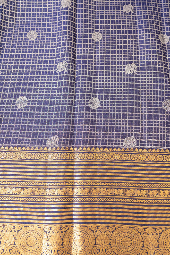Navy Blue Kanjivaram Silk Saree