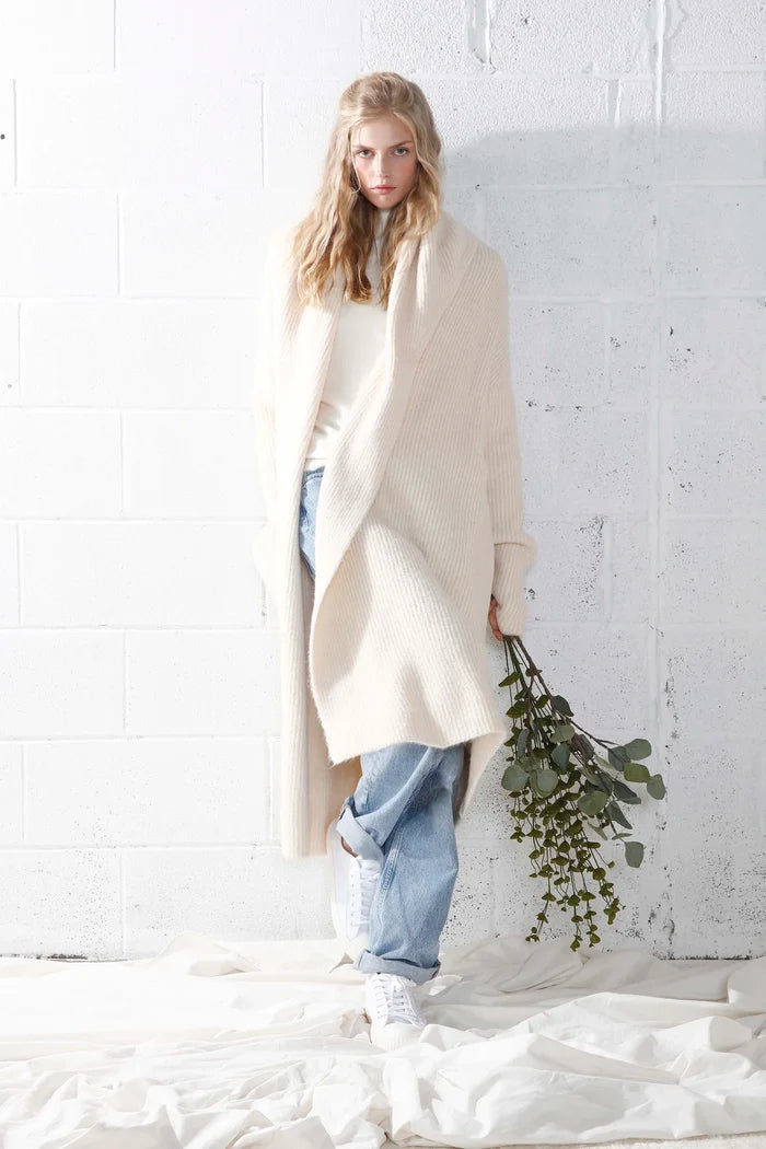 Nelly Collared Cardigan in Ivory - Madison's Niche
