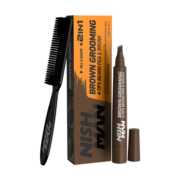 NISHMAN BEARD PEN & BEARD BRUSH – DARK BROWN