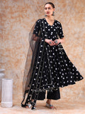 Noir Polka Wrap Anarkali Set