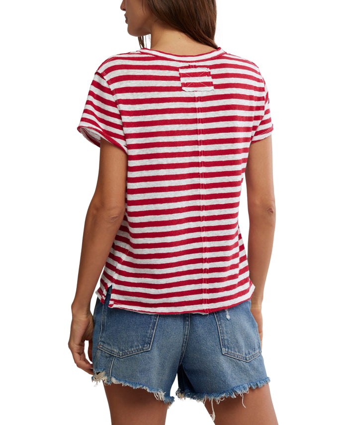Nora Striped Tee in Red - Madison's Niche