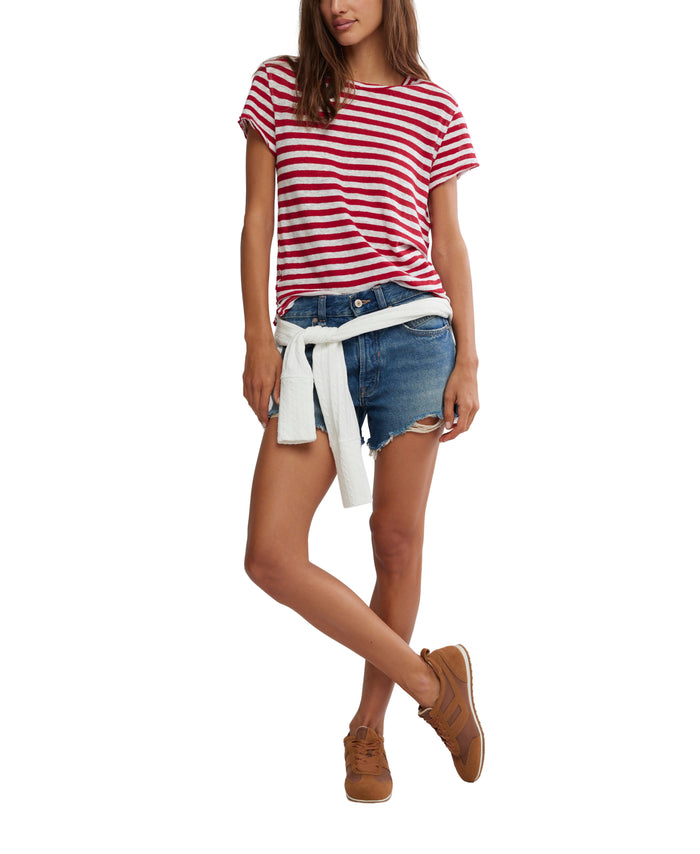 Nora Striped Tee in Red - Madison's Niche