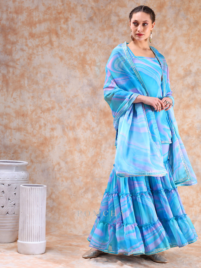 Ocean Swirl Sharara Set