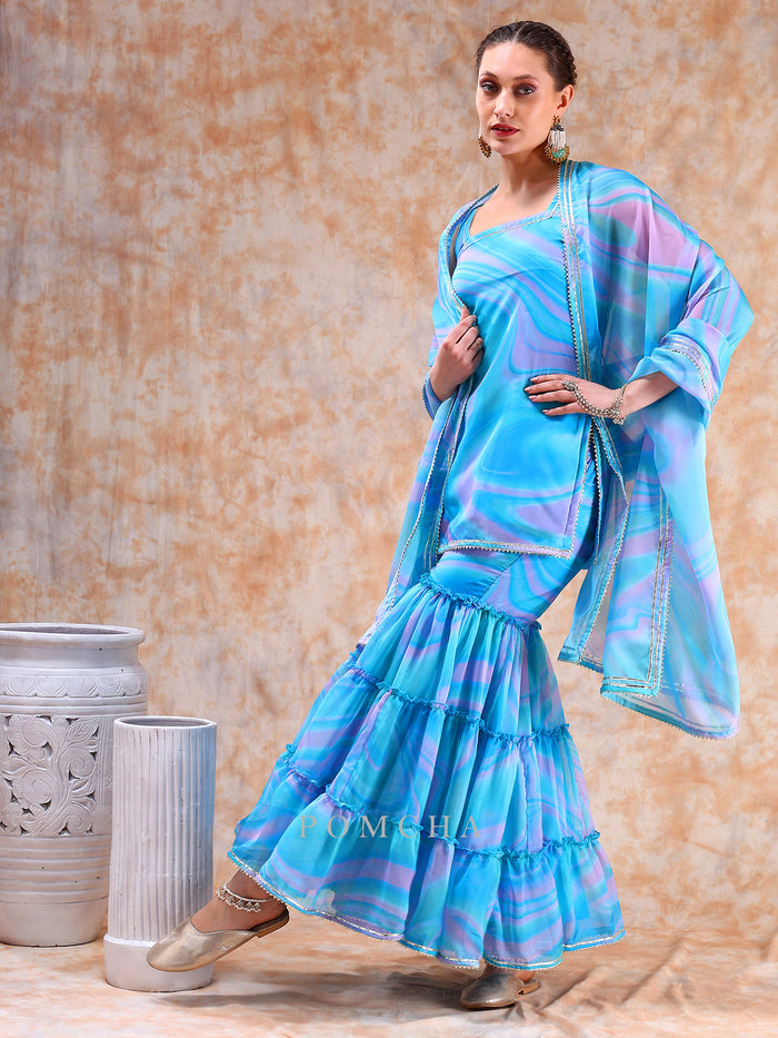 Ocean Swirl Sharara Set