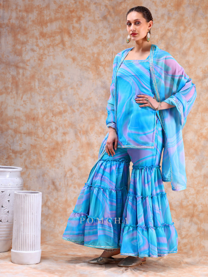 Ocean Swirl Sharara Set