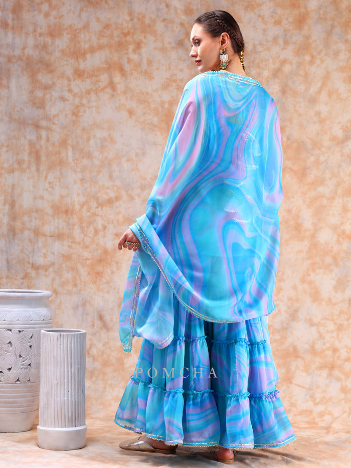 Ocean Swirl Sharara Set