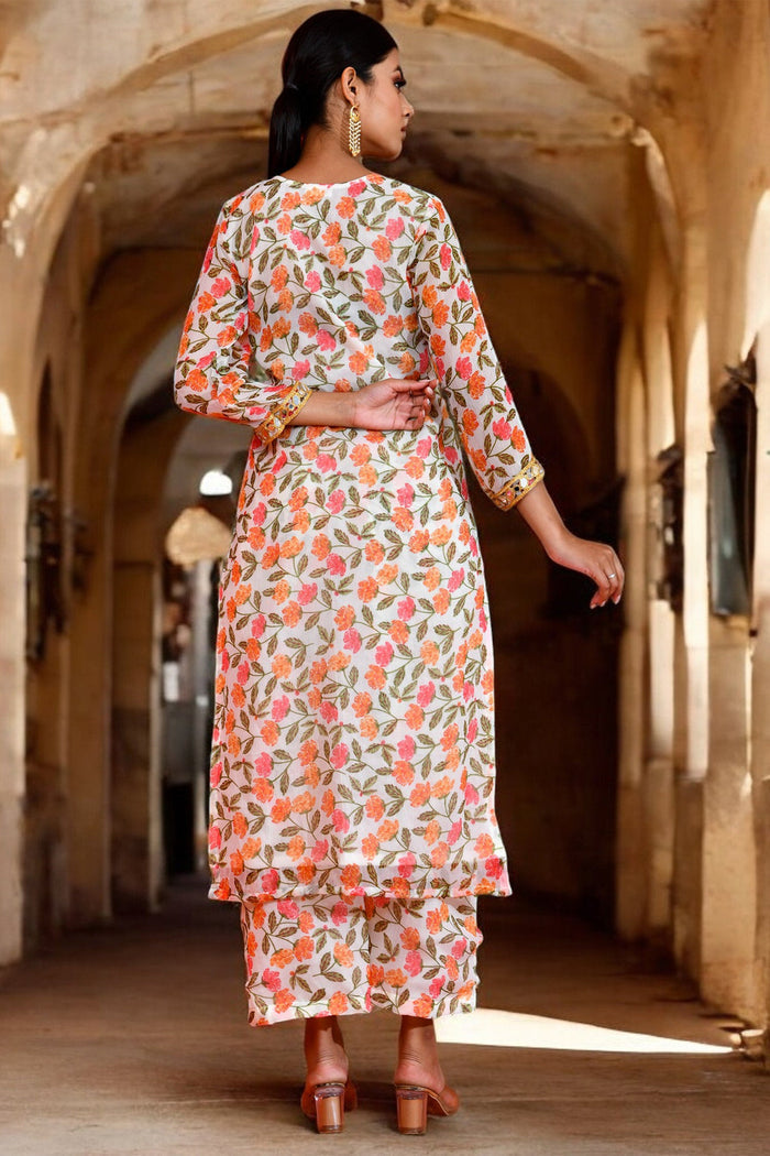 Off-White Chiffon Kurta Set
