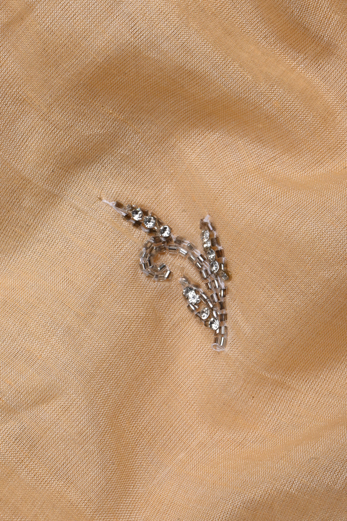 Off-White Embroidered Cotton Saree