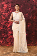Off-White Floral Tissue Organza Saree