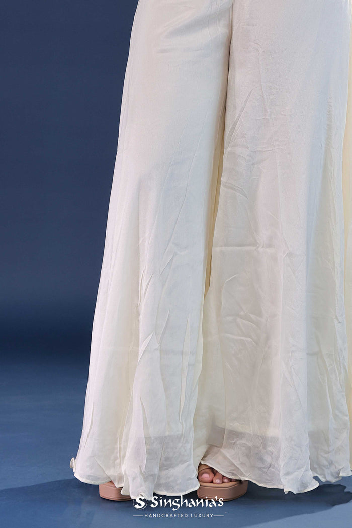 Off White Georgette Indo-Western Set