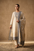 Off-White Linen Geometric Printed Kurta Set