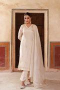 Off-White Tissue Georgette Kurta Set With Embroidery