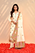 Off-White Tissue Silk Floral Kurta Set