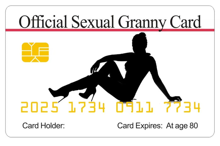 Official Sexual Granny Card. 8 PACK, Free Shipping