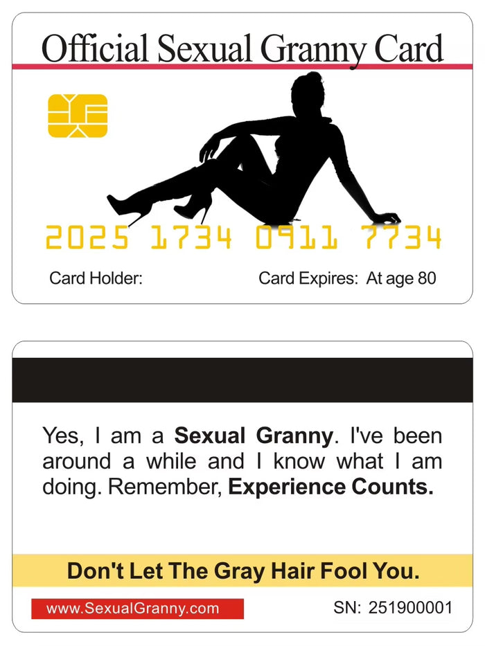 Official Sexual Granny Card. 8 PACK, Free Shipping
