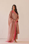 <img> Old Rose Pink Russian Silk Subtle Embroidered Kurti Set