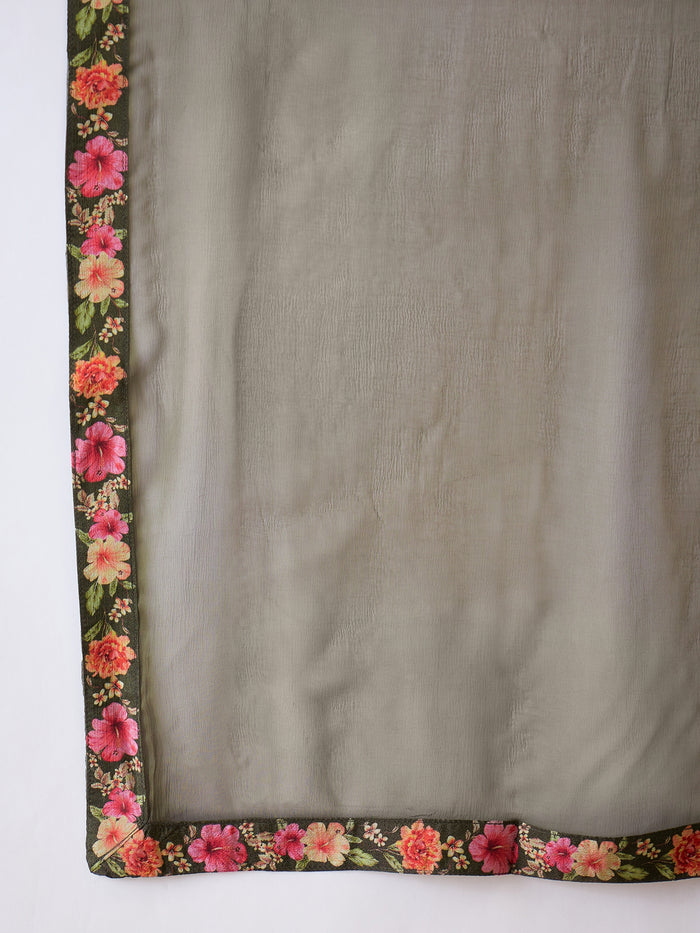 Olive Green Crepe Sharara Set