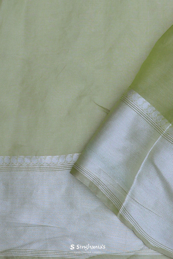 <img> Olive Green Organza Saree With Embroidery Work