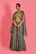 Olive Green Tissue Sharara Set