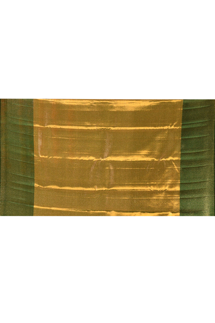 Olive Green With Gold Zari Weave And Paisley Border Kanjivaram Silk Saree