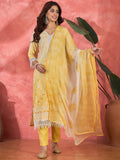 Ombre Yellow Embroidered Cotton Kurta Set