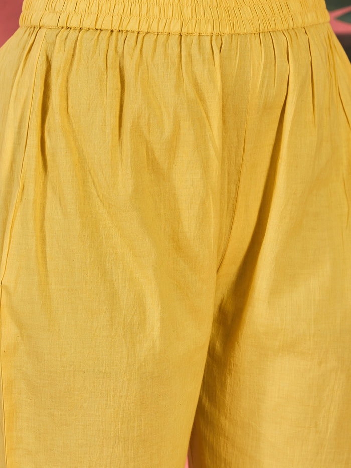 Ombre Yellow Embroidered Cotton Kurta Set
