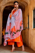 Orange Dupion Silk Kurta Set