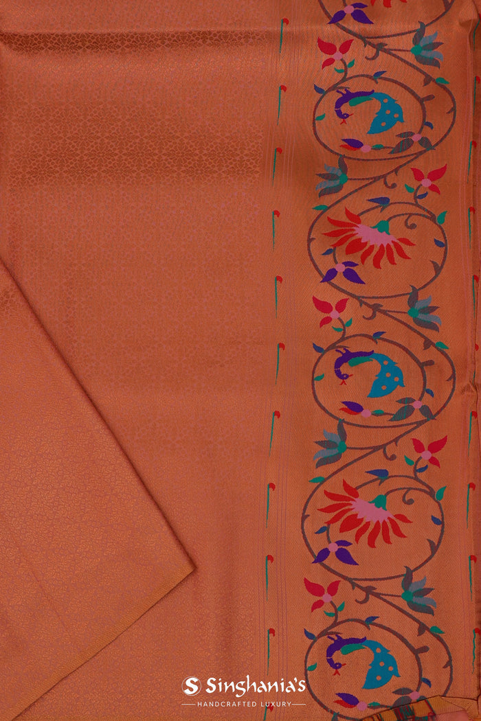 Orange Paithani Saree With Butti'S