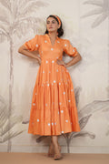 Orange Santoon Embroidered Dress