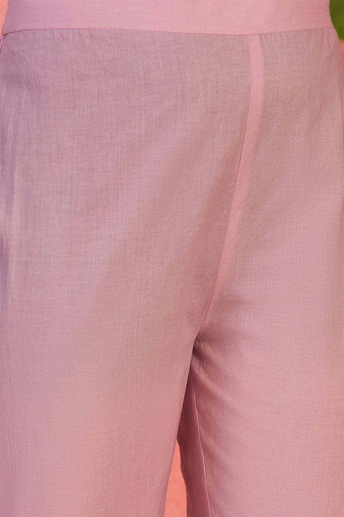 Orchid Pink Cotton Thread Work Kurta Set