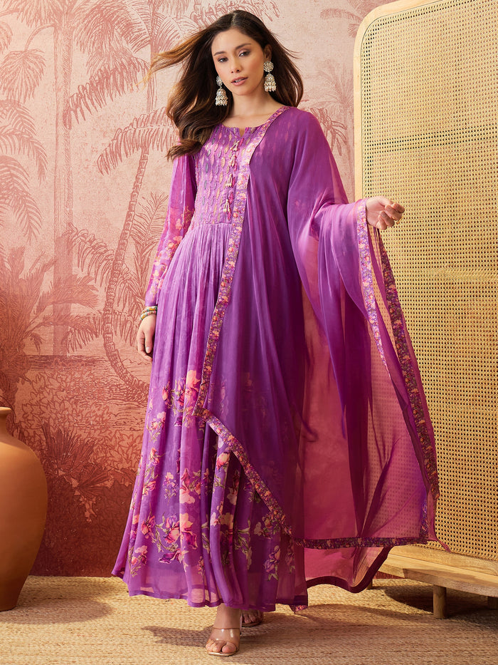 Orchid Purple Crepe Dress Set
