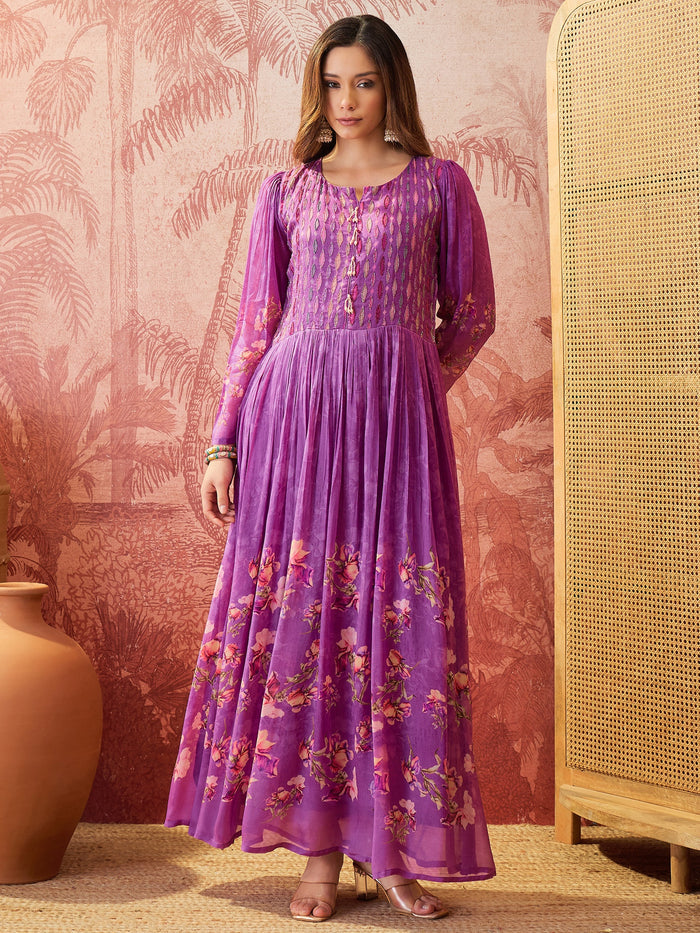 Orchid Purple Crepe Dress Set