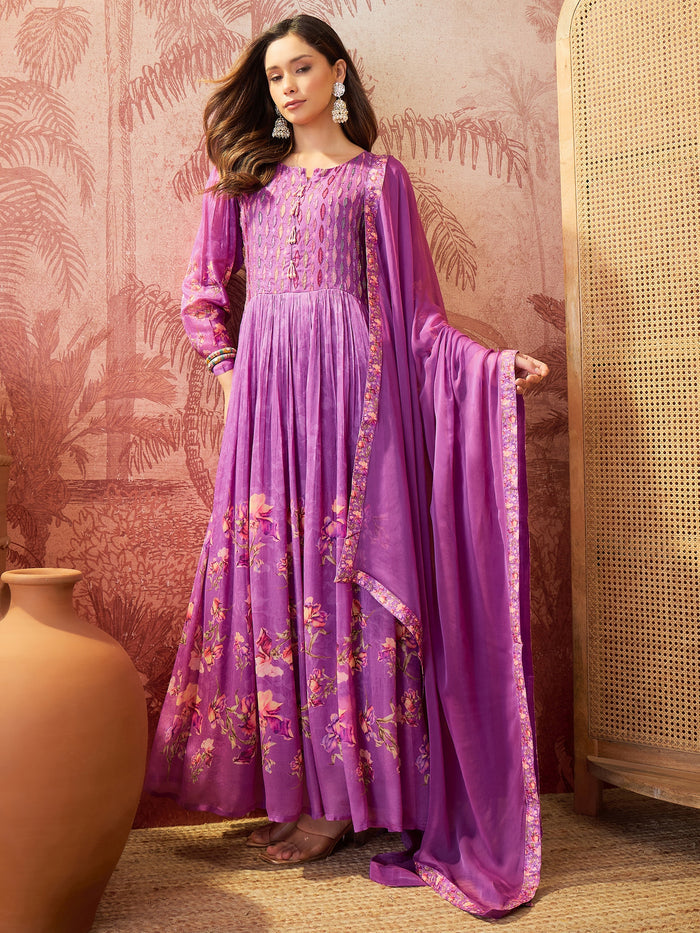 Orchid Purple Crepe Dress Set