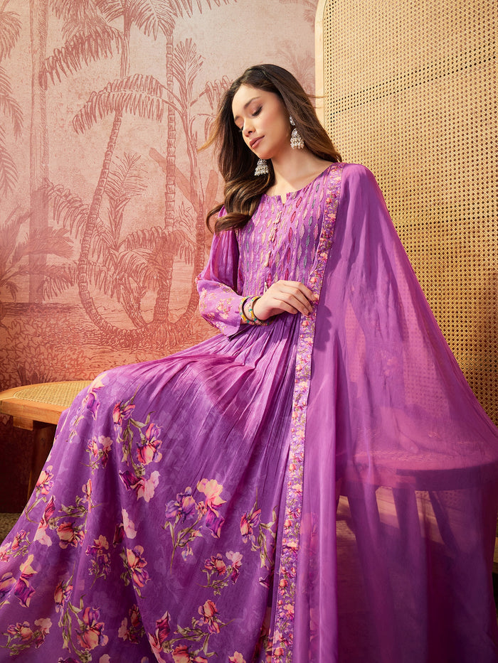 Orchid Purple Crepe Dress Set