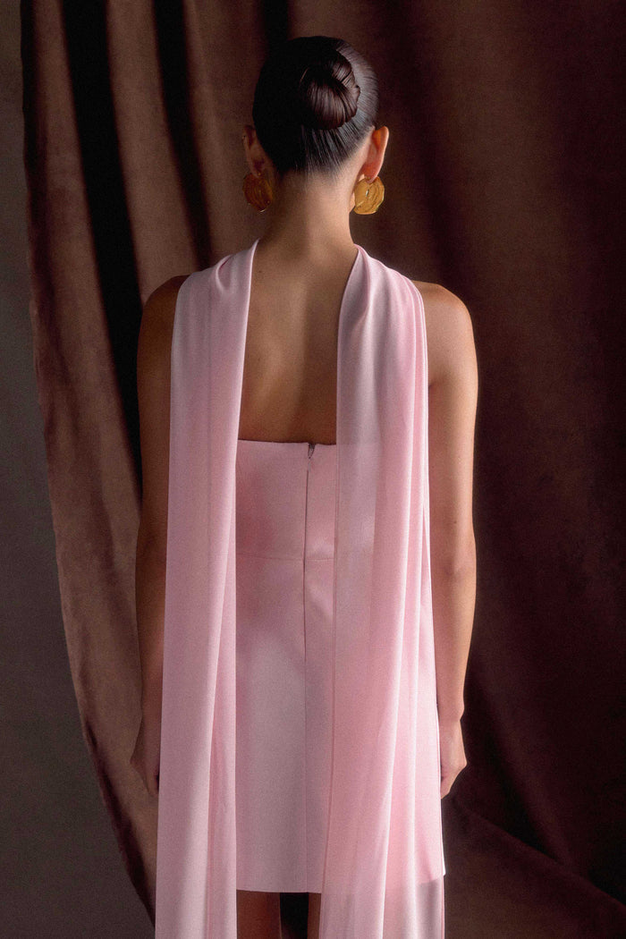 Orellia Strapless Suiting Mini Dress - Soft Pink