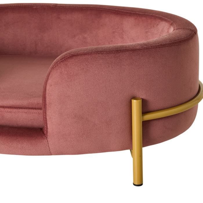 Oval Velvet Pet Bed Rose 64x41x24cm