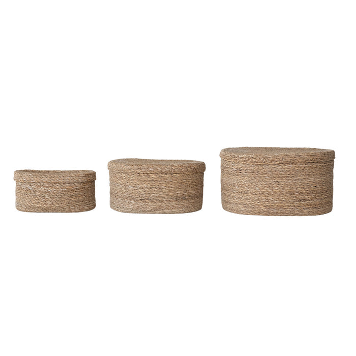 Oval Woven Basket with Lid - Madison's Niche