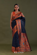 Oxford Blue Paithani Saree With Butti'S
