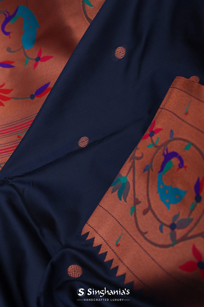 Oxford Blue Paithani Saree With Butti'S