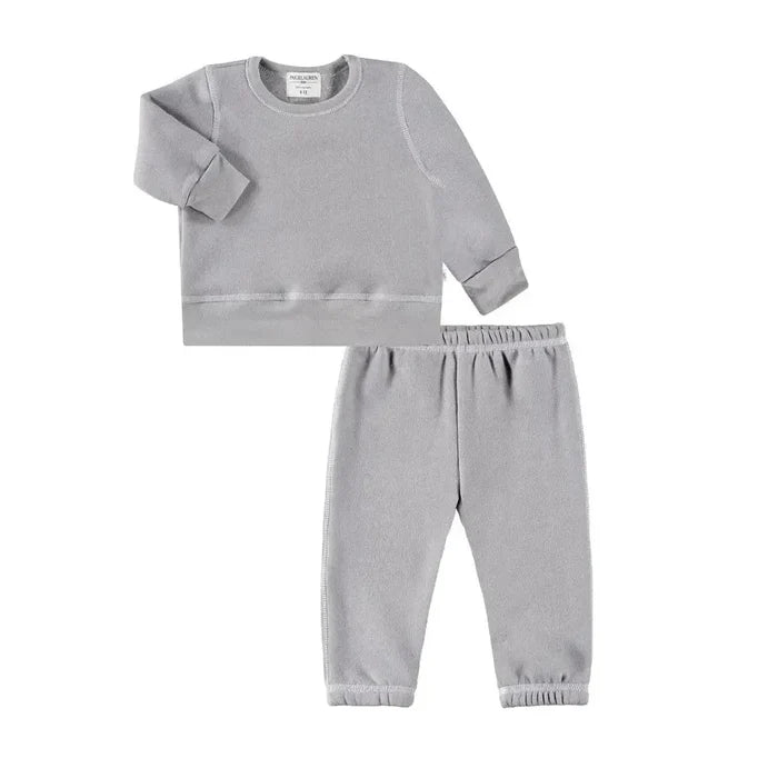 Paige Lauren - Fleece Sweatshirt & Jogger Set - Grey-Sets-3-6M-Posh Baby