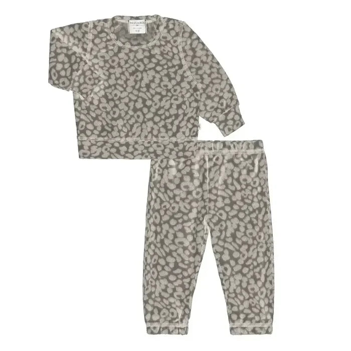 Paige Lauren - Fuzzy Sweatshirt & Jogger Set - Dark Leopard-Sets-3-6M-Posh Baby