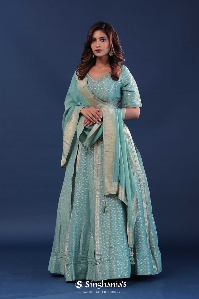 Pale Blue Banarasi Lehenga Set
