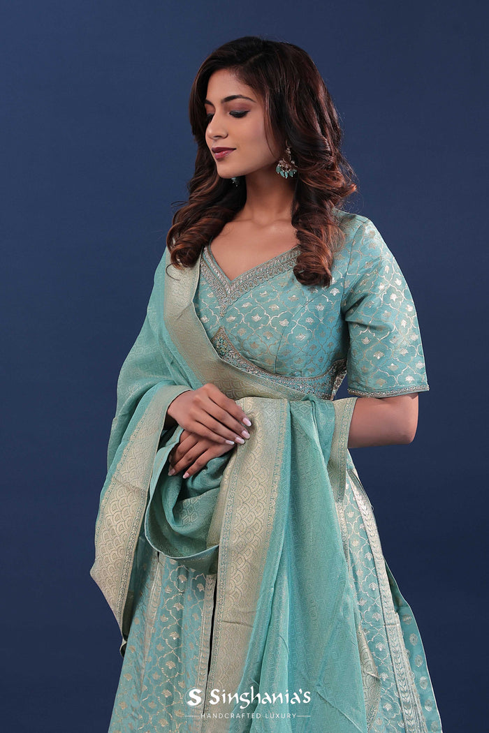 Pale Blue Banarasi Lehenga Set