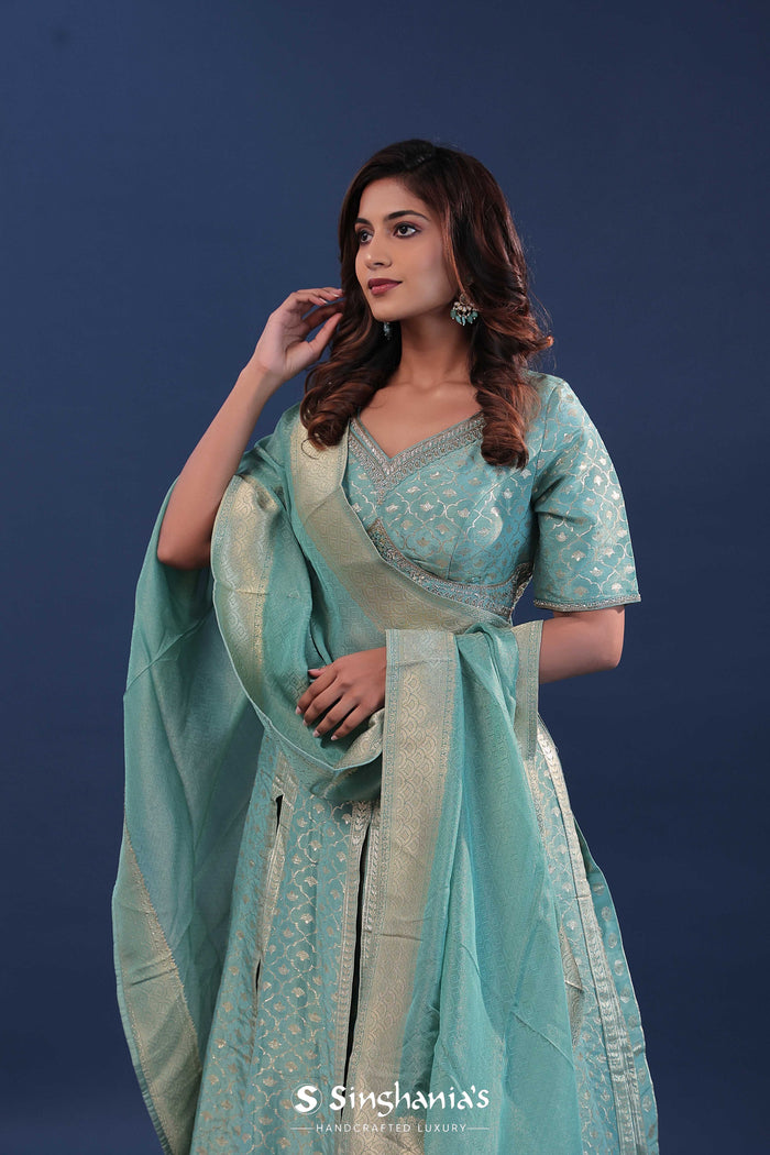Pale Blue Banarasi Lehenga Set