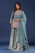 <img> Pale Blue Tissue Lehenga Set
