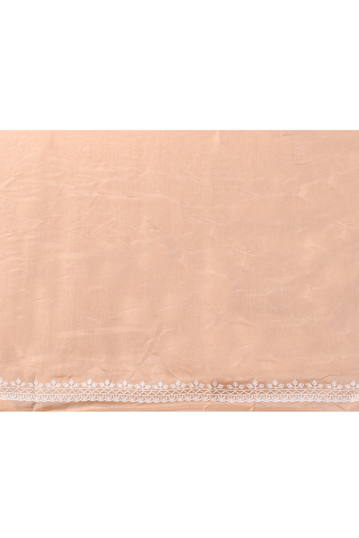 Pale Brown Floral Silk Blend Saree
