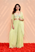 Pale Green Chinon Georgette Indo-Western Set