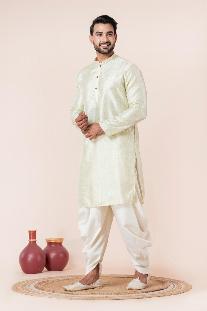 Pale Green Silk Blend Embroidered Dhoti Set